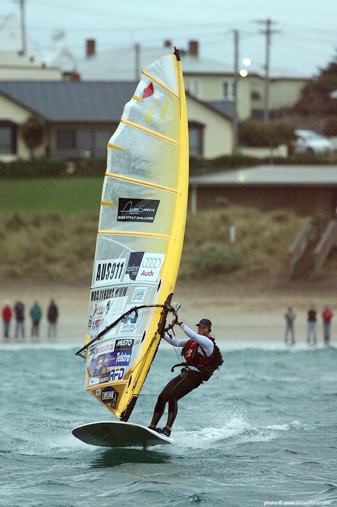 Allison Shreeve windsurfs Bass Strait - Bass Strait Challenge 2009 © Luca Villata http://www.lucavillata.com